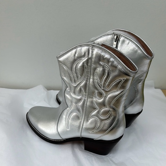 Silver Jolene Embroidered Western Leather Ankle Boots - Picture 11 of 11